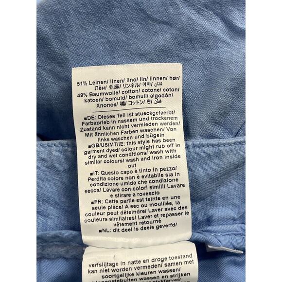 Closed Barton Cotton & Linen Pants In Blue Morning Sky Cropped Wide Leg Size 27 - Picture 9 of 9